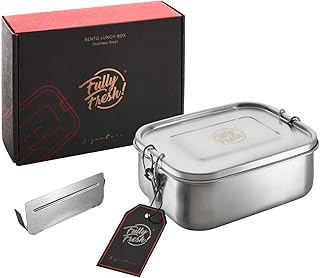 Fully Fresh! | NEU | Brotdose Edelstahl (Flexible Trennwand), auslaufsicher & plastikfrei, 1.000ml | Lunchbox, Bento Box, Vesperdose | Brotbox & -dose ideal für Kind & Schule | Designed in Germany