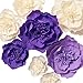Ling's Moment Paper Flower Decorations,Crepe Paper Flower, Handcrafted Purple & Cream Flowers for Wedding, Baby Nursery, Bridal Shower, Photo Booth Backdrop, Centerpieces(7pcs 8''-4'' Assorted)