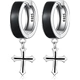 Sbzxbt Cross Earrings for Men Women 925 Sterling Silver Black Cross Earrings Jewelry Gifts for Men Women