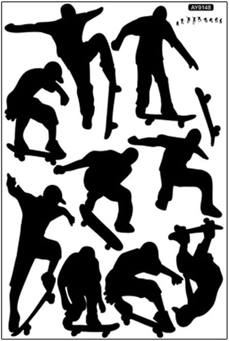 Amazon B 3 スケートボードスポーツクールライフシンプルな黒の Diy ウォールステッカー壁紙アート ウォールステッカー オンライン通販