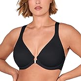DELIMIRA Women's Front Closure Full Coverage Bras Plus Size Underwire Racerback Supportive Plunge Unlined Bra
