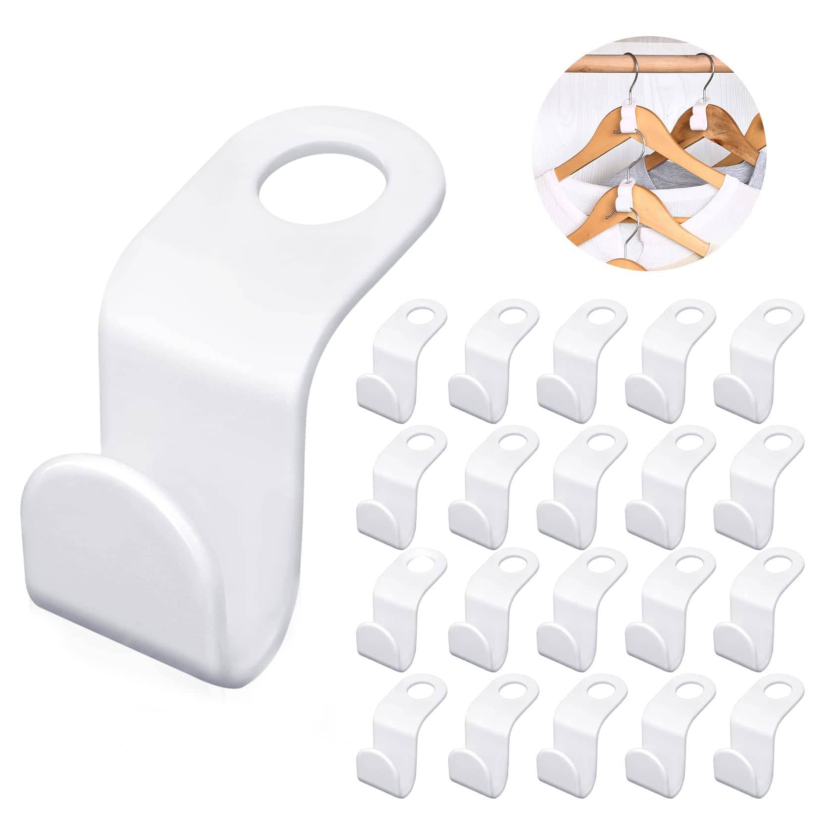 30 Pcs Clothes Hanger Connector Hooks, Space Saving Clothes Hook Multi-Layer Stackable Hanger for Wardrobe Cabinets Clothes Organiser, White