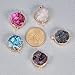 Pandahall Elite 5PCS Natural Druzy Agate Pendants Mixed Dyed Light Gold Plated Charms Flat Round Links Charms Brass Druzy Links for Bracelet Jewelry Making