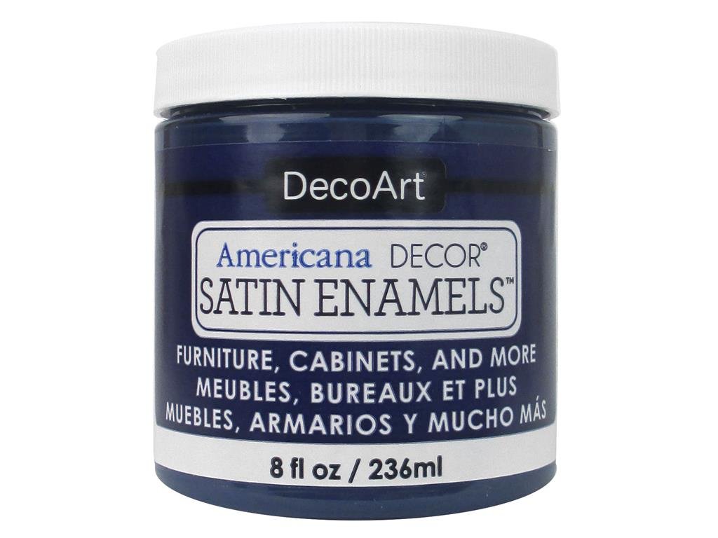 Photo 1 of DecoArt Satin Enamels Acrylic Paint, 8 fl. oz Jar, Dark Denim (Pack of 1)
