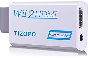 TIZOPO Wii to HDMI Converter,Wii HDMI Adapter Output Video Audio HDMI Converter 1080P，with 3,5mm Audio Jack&HDMI Output Compatible with Wii, Wii U, HDTV, Supports All Wii Display Modes 720P, NTSC
