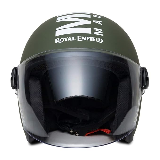 Royal Enfield Matt Battle Green Open Face with Visor Helmet Size (M)57