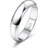 Diamday S925 Sterling Silver Rings for Women Men High Polished Sterling Silver Band Thumb Stackable Ring Comfort Fit 1mm 2mm 4mm