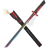 Cravonel Lightsaber Spark Sword with Mist, 31.5" 8 Color Changing Light Up Cyberpunk Swords Toy, Hit Sound, Pop Up Automatically, for Cosplay, Dueling, Party Display