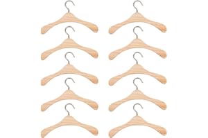 Alipis 10pcs Wooden Doll Clothes Hangers - Miniature Timber Hangers for Bjd Dolls, Dollhouse Accessories, Small Pet Clothes, 