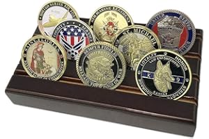 JOYGULLS 4 Row Military Coin Holder, Challenge Coin Display Stand Holder Wooden,