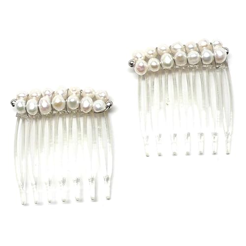 Amazon Com Set Of 2 Small Hair Combs Cultured Freshwater Pearl