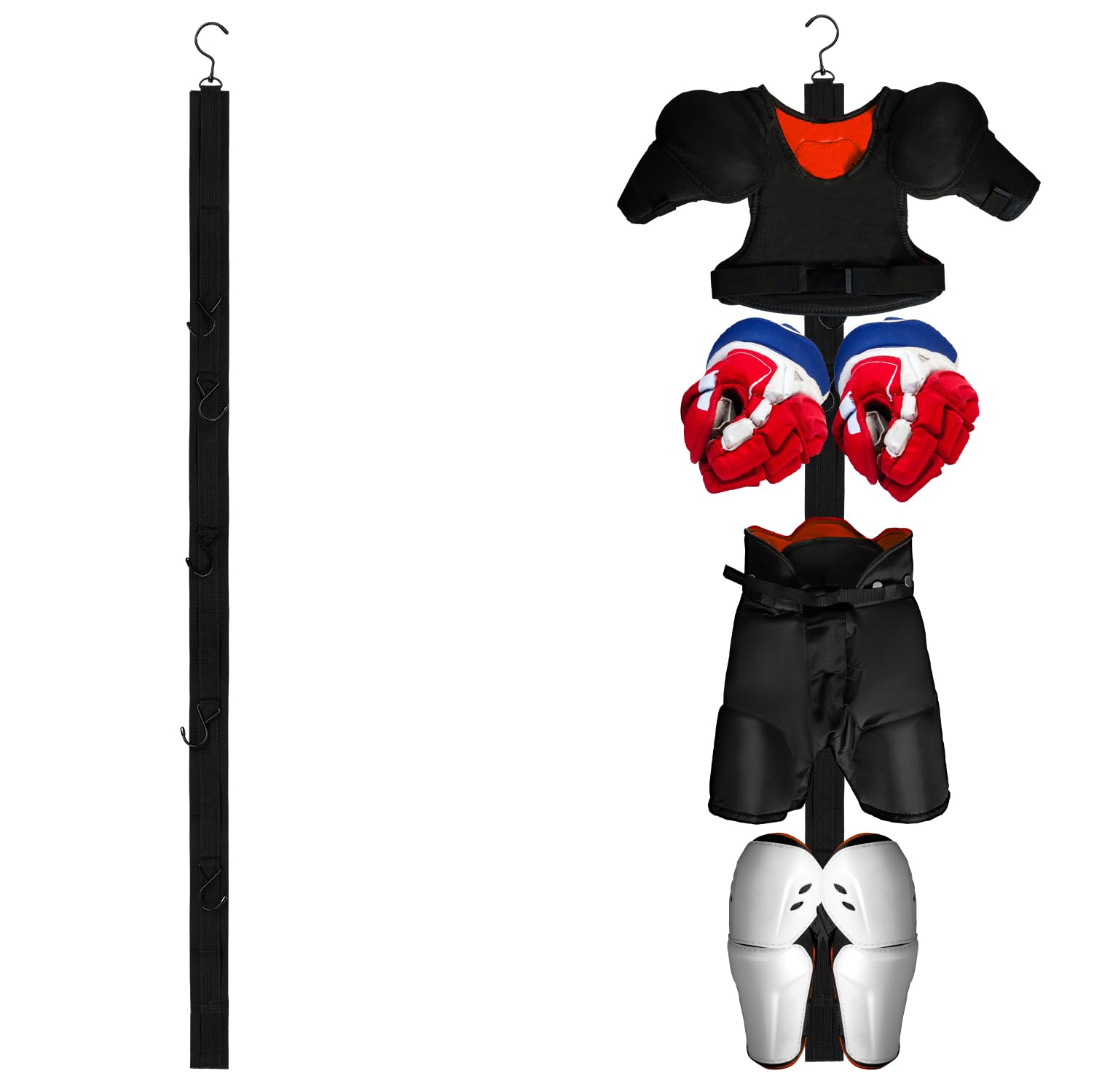 BOXOB Hockey Drying Rack, Portable Hockey Equipment Drying Stand Gear Organizer Sports Gear Hanger with 5pcs Adjustable Holder Hooks for Ice Hockey Skating Football Camping Fishing