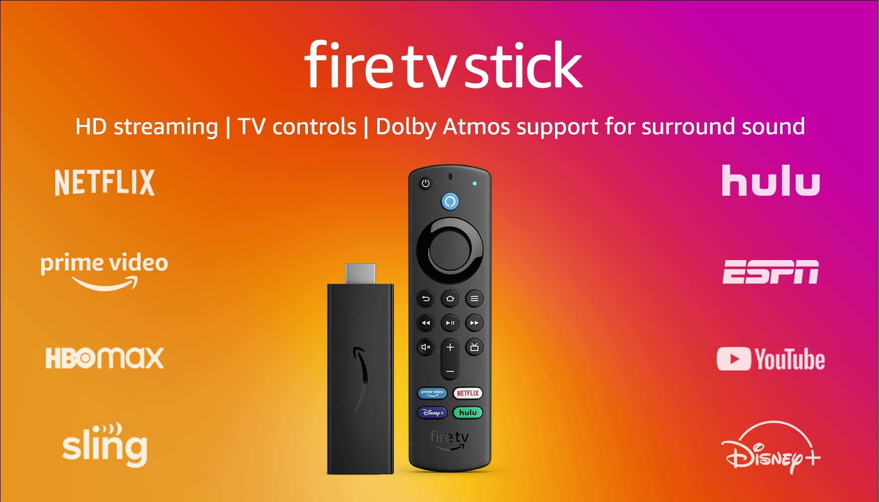Amazon Fire TV Stick, sharp picture quality, fast streaming, free & live TV, Alexa Voice Remote with TV controls