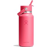 Hydro Flask Water Bottle - Insulated Stainless Steel - Wide Mouth Flex Straw Lid, Non Spill, Leakproof and Refillable in 32 Oz Popstar Pink