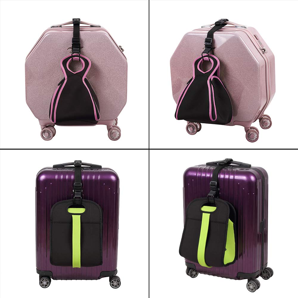 Vigorport J Hook Luggage Strap Add a Bag Hook Hanger Strap, Adjustable attaches Briefcase Together (Black-Normal Size)