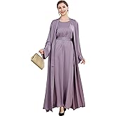 Islamic Abaya Dress for Women Muslim Maxi Abayas 2pcs Silky Fashion Dress Set Daily Kaftan Jilbab Outfit Women Eid Robe
