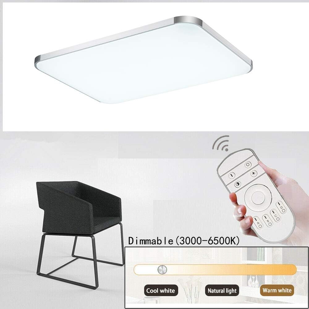 Viugreum 96W 36" Modern Dimmable LED Ceiling Light Flush Mount, Ultra-Thin Square LED Ceiling Lamp Fixtures with Remote Control for Bedroom/Kitchen/Dining Room Lighting, Color Changeable - - 