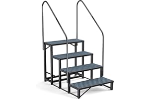 Fumingpal RV Steps Spa Steps with Handrail - Hot Tub Steps Trailer Steps Mobile Home Stairs for 5th Wheel RV, Trailer, Hot Tub, Pool, Porch with Non-Slip Mats