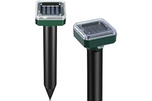 FIRE TRACKS LIMITED Solar Mole Repellent Ultrasonic 2 Pack Outdoor Powered Sonic Deterrent - Outdoor Waterproof Ultrasonic Snake Repellent for Get Rid of Mole, Gopher, Snakes, Vole and Other Underground Pest Control