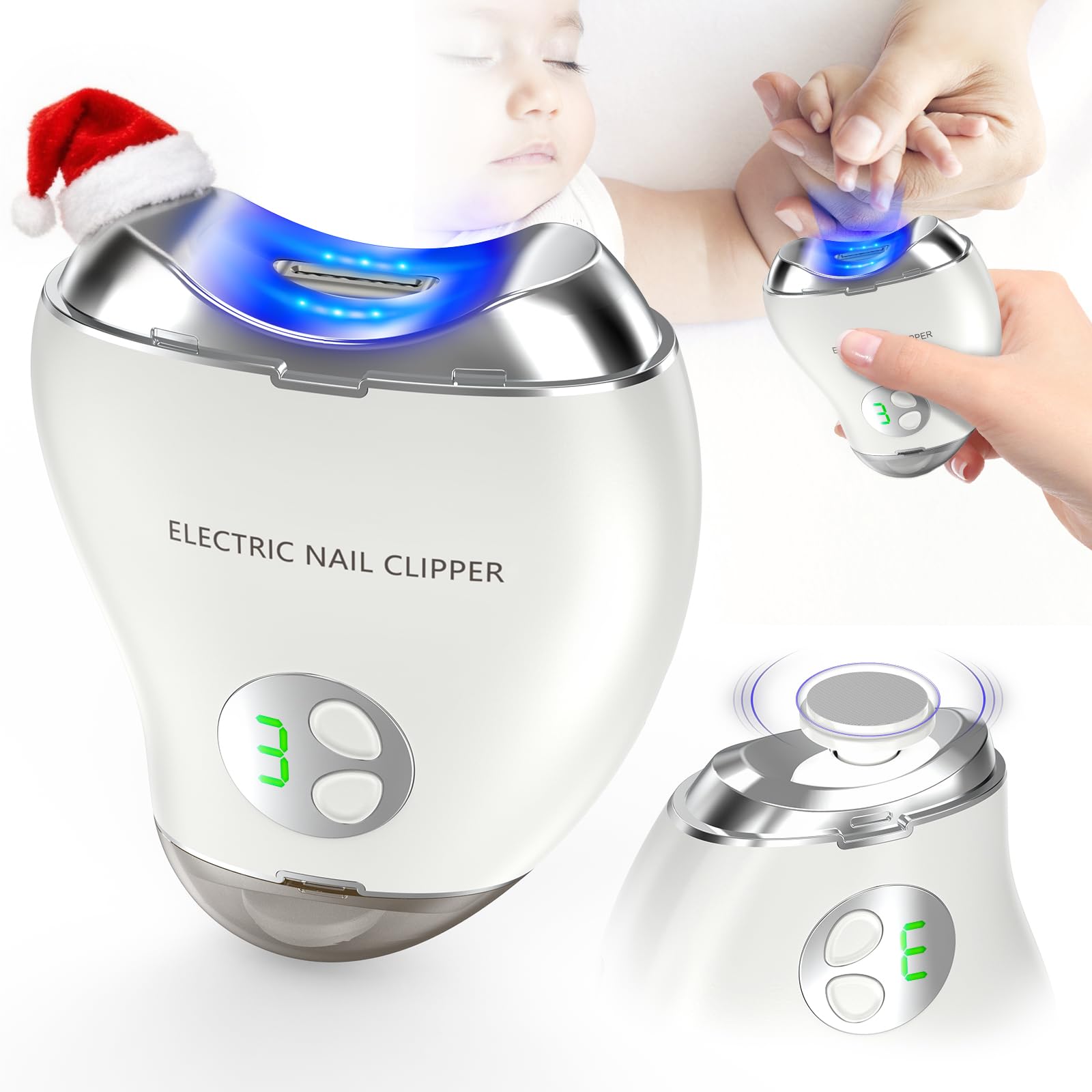 Photo 1 of *USED*
Electric Nail Clipper, Automatic 2-in-1 Baby Nail Trimmer with LED Light & Nail Storage Box, Rechargeable Fingernail Cutter with 3 Speed Gears, Safe Nail File for Baby, Kids & Adults