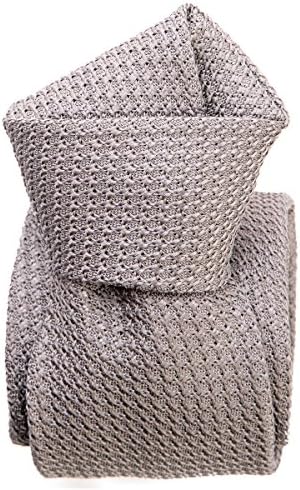 Elizabetta Men's Italian Silk Grenadine Tie, Pewter Gray, Extra Long, Handmade
