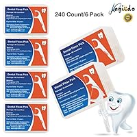 Magicdo 4 in 1 Dental Floss Picks with Dental Floss, Tooth Pick, Inter Brush and Tongue Scraper, FDA Approved (240 Count)