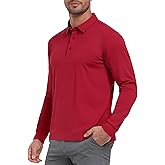 MIER Polo Shirts for Men Long Sleeve Dry Fit Golf Athletic Work Collared Shirt with UV SPF Sun Protection (Inherent UPF 50+)