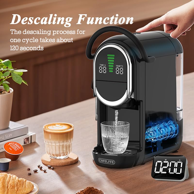 Cafelffe MK-609S 19 Bar Espresso Machine 4 In 1 Coffee Maker For Nes original/DG Capsules/Coffee Powder/44mm ESE Pod, Cold/Hot Brew,Adjustable 7 Brew Size,Black