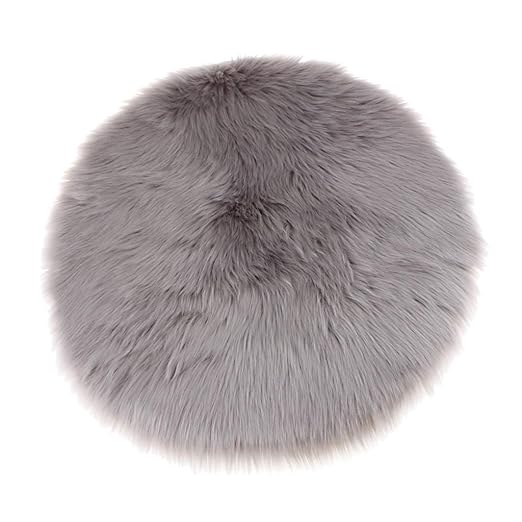 SM SunniMix Flauschige Kunstfell Sitzkissen Sitzpolster Stuhlkissen Schaffellmatte Auflage Matte - Grau 40 cm