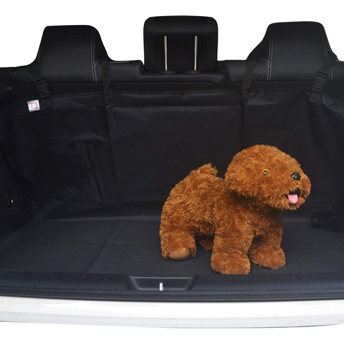 PETCUTE Dog Boot Cargo Liner Rear Car Cover Pet Back Seat Cover Bed Floor Mat Hammock Nonslip Waterproof Universal for SUV Truck Jeeps Vans Black