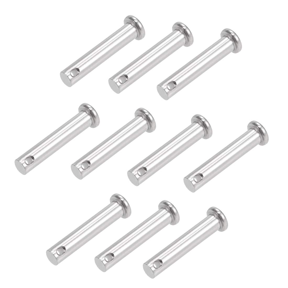 sourcing map Single Hole Clevis Pins - 8mm X 40mm Flat Head 304 Stainless Steel Link Hinge Pin 10Pcs