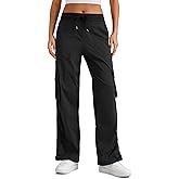 CRZ YOGA Lightweight Cargo Casual Pants for Women 30" - Ruched Straight Leg Travel Athletic Hiking Joggers