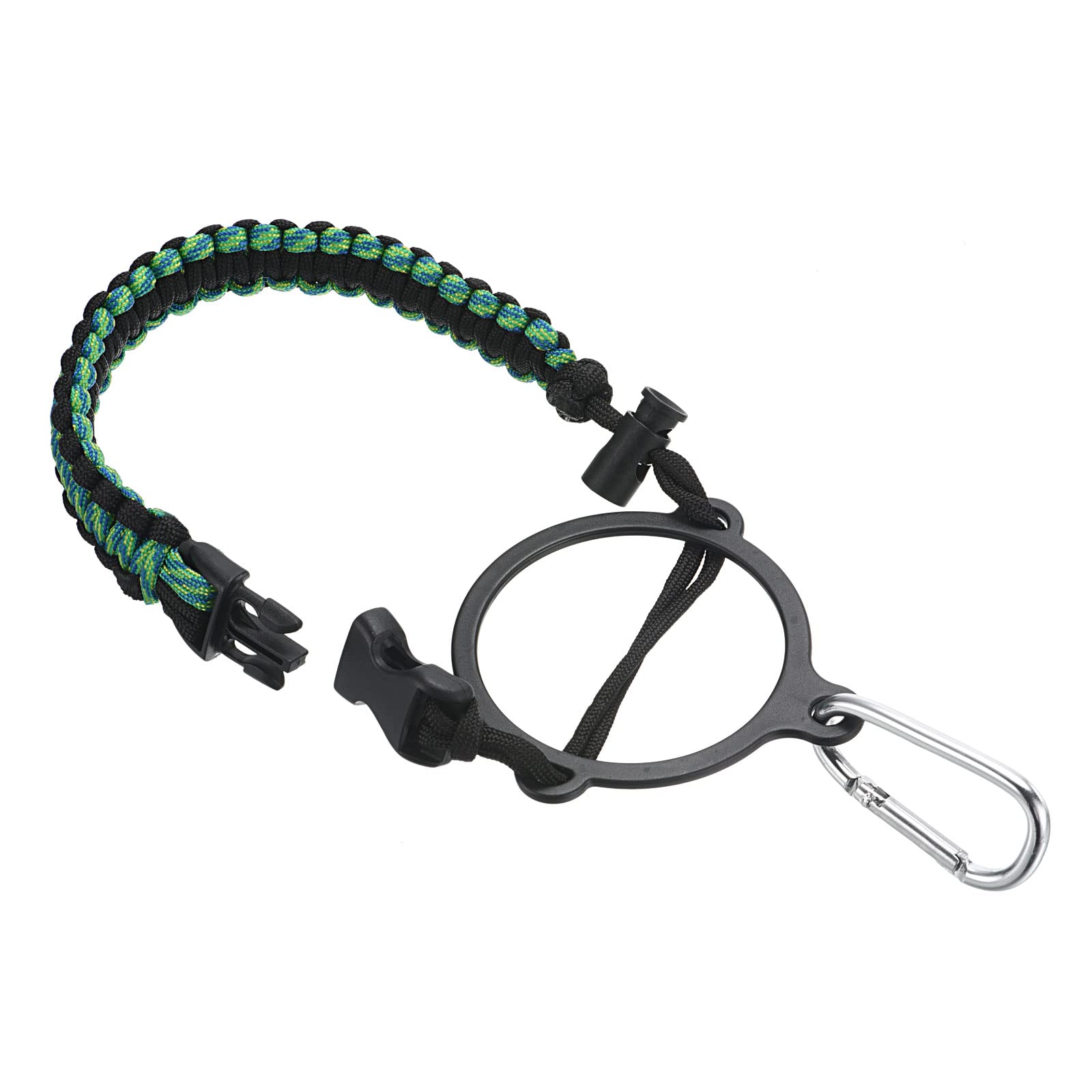 PATIKIL Water Bottle Holder, Paracord Handle Carrying Lanyard Strap Carrier with Ring for 12oz to 64oz Wide Mouth Bottles, Green Camo, Black
