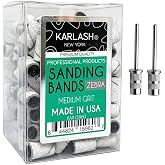 Karlash Professional Nail Sanding Bands Zebra Medium Grit File + Free 2 Mandrel (1 Pack)