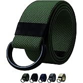 Black D-Ring Web Belt Canvas Belt for Men Women Jeans Belts 1.5'' Wide