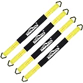 Autofonder 4 Pack 2" x36'' Premium Axle Straps Tie Downs with D-Ring Adjustable Tire Wheel Tie Down with Protective Sleeve Classic Yellow