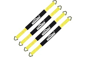 Autofonder 4 Pack 2" x36'' Premium Axle Straps Tie Downs with D-Ring Adjustable Tire Wheel Tie Down with Protective Sleeve Classic Yellow