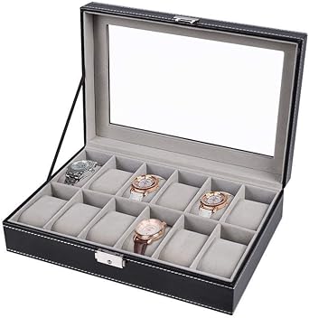 Ecrin Relojes Piel 12 Rejillas Caja de almacenaje Relojes ...