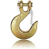 APOCHON 1 Pack Clevis Slip Hook 3/8" with Safety Latch, Heavy Duty Chain Hook for 3/8" Trailer Truck Transport Chain, G70 Winch Solid Clevis Grab Hooks for Trailer, 18,000lbs Capacity