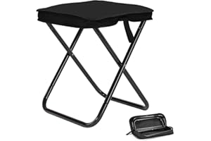 Spisces Heavy Duty 16" Folding Stool - 440LB Capacity Lightweight Aluminum Alloy, 2.08lbs Collapsible Camping Chair for Outdoor, BBQ, Travel