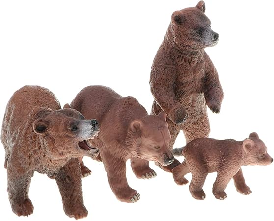 Amazon 4個セット グリズリーベアモデル クマ模型 フィギュア 動物模型 プラモデル 通販