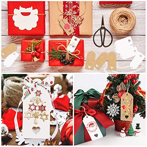 Koogel 200pcs Gift Paper Tags, Heart Kraft Paper Label with Strings for Gifts Arts Crafts Wedding Holiday Christmas