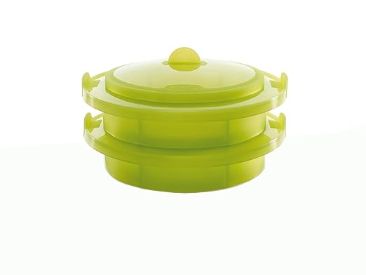 Lékué Vaporera Doble Verde 2 Niveles, Silicona, 22 cm