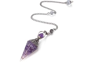 MAIBAOTA Pendulum Crystal, Natural Amethyst Crystal Pendulums for Dowsing, Spiritual Pointed Crystals for Witchcraft Supplies, Divination Tools