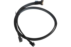 MCIO 8i to 2*SFF-8643 Cable, MCIO X8 74Pin to Mini SAS HD SFF-8643 Cord, Compliant with SCSI (SAS), PCIE 5.0, 32GT / s Data T