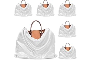 Ersmak 6 Pack Dust Bags for Handbags - Ivory White Silk Dust Cover Bag for Purses Shoes - Satin Drawstring Dustproof Bags for Travel Storage - 19.7 x 15.7 In