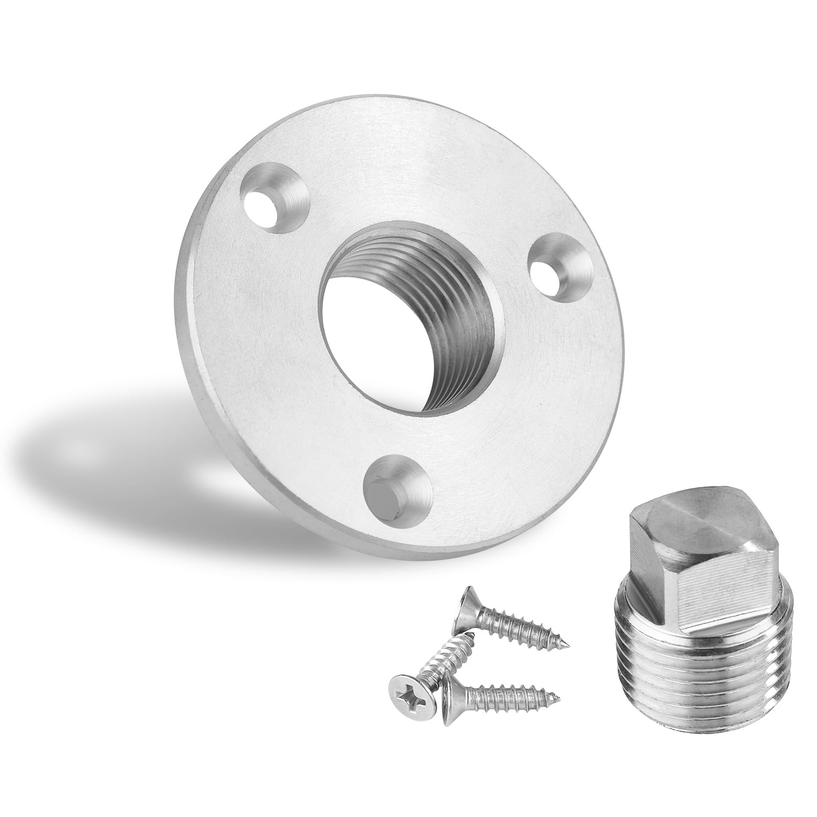 PEUTIER Boat Drain Plug Kit, Durable Garboard Drain Plug Replacement with Screws and Washer Reliable Boat Hull Drain Plug Watertight Boat Bilge Plug for Transom Threaded Boat Plug(Silver)