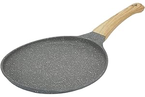 Nonstick Skillet, Even Heat Distribution, Stainless Steel Base, Durable Aluminum Skillet with Wood Handle, for Family Meals, 