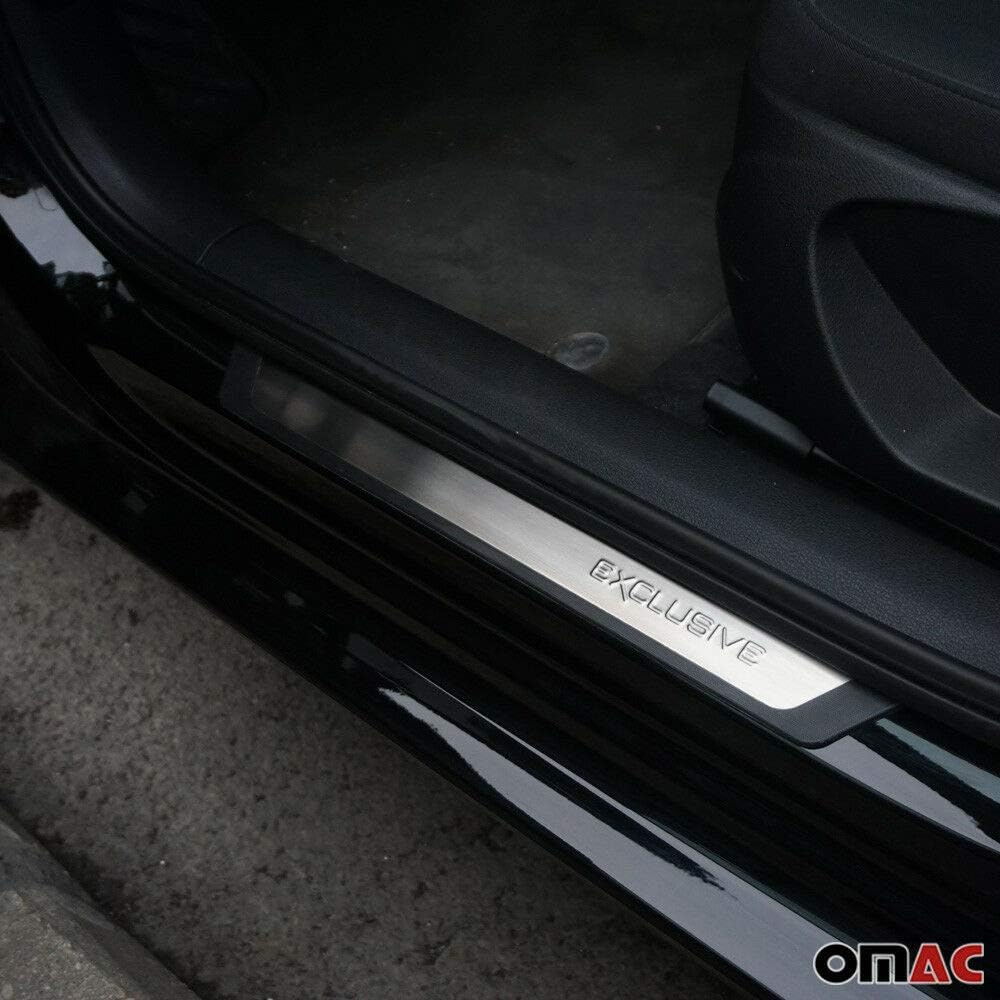 OMAC Stainless Steel Chrome Flexill Exclusive Door Sill Scuff Protect Cover Plate Trim for VW Golf 7 2015-2019
