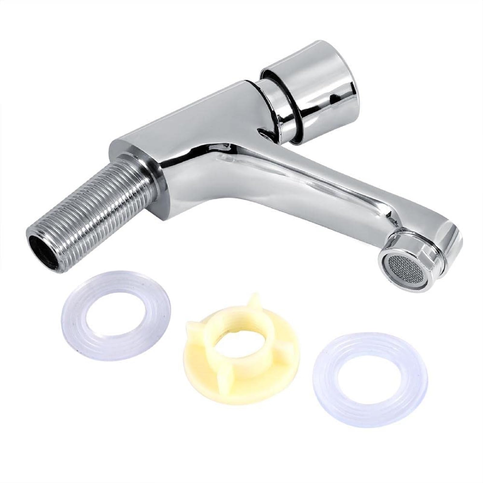 YUMILI Self Closing Faucet,Delay Tap and Bath Tap Faucet, Plated Chrome Self Closing Water Saving Delay Tap,Bathroom Sink Faucet for Public Toilet Bathroom Hotel Home
